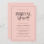 Invitation Romantique Script minimaliste Blush Fête des marié (Devant / Derrière)