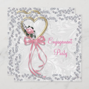 Invitation Romantique se sont levés, les diamants et le