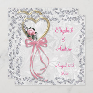 Invitation Romantique se sont levés, les diamants et le