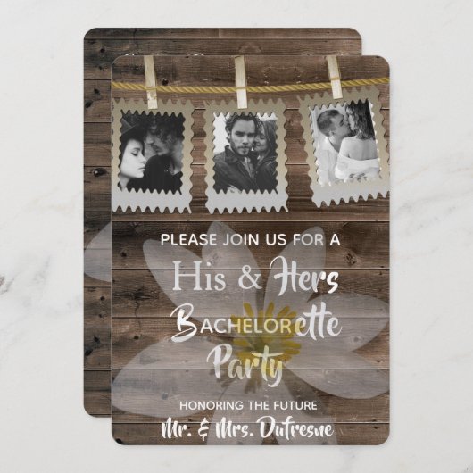 Invitation Romantique "Ses & Les" Bachelor/Bachelorette (Devant / Derrière)