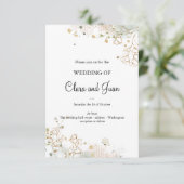 Invitation Romantique simple rose or floral (Debout devant)