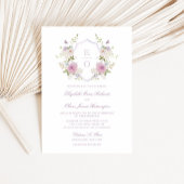 Invitation Romantique Soft Pastel Monogram Crest Mariage
