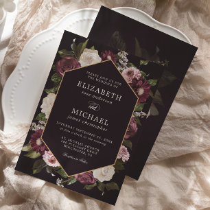 Invitation Romantique sombre Moody Mariage floral