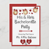 Invitation Romantique Son & Ses Bachelorette Party (Devant / Derrière)