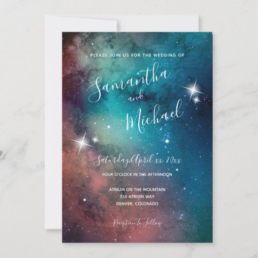 Invitation Romantique Star Lit Sky Mariage (Devant)