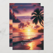 Invitation Romantique Sunset Beach Couples Douche (Devant / Derrière)