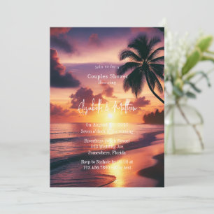 Invitation Romantique Sunset Beach Couples Douche