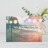 Invitation Romantique Sunset Beach Lanterns Mariage (Debout devant)