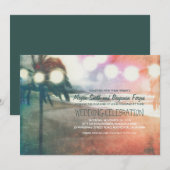 Invitation Romantique Sunset Beach Lanterns Mariage (Devant / Derrière)