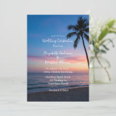 Invitation Romantique Sunset Beach Mariage Célébration (Debout devant)