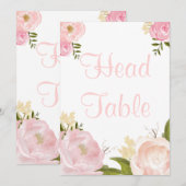 Invitation Romantique tableau d'eau rose Pivoines (Devant / Derrière)