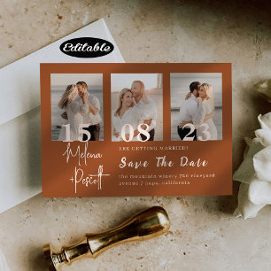 Invitation Romantique Terracotta Photo Collage Enregistrer La