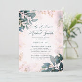 Invitation Romantique Turquoise Blush Photo Qr Code Mariage R (Debout devant)