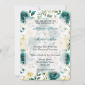 Invitation Romantique Turquoise Cream Roses Floral Mariage (Devant)
