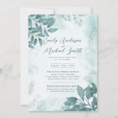 Invitation Romantique Turquoise Vert Photo Qr Code Rsvp Maria (Devant)