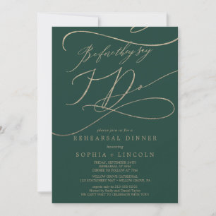 Invitation Romantique Vert Or Avant Je Dîne De Répétition