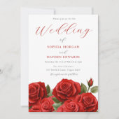 Invitation Romantique Vibrant Roses rouges Mariage (Devant)