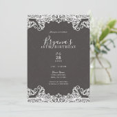 Invitation Romantique Vintage Boho Blanc dentelle Brown Sweet (Debout devant)