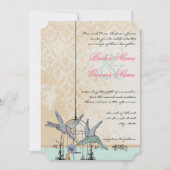 Invitation Romantique Vintage Hummingbird Birdcage Mariage (Devant)