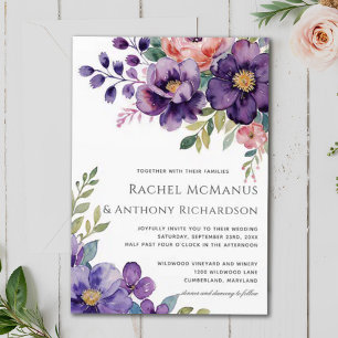 Invitation Romantique Vintage Luxe Fleur sauvage Mariage