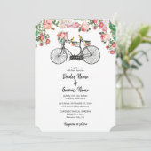 Invitation Romantique Vintage Vélo Fleurs & Oiseaux Mariage (Debout devant)