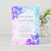 Invitation Romantique violet Aqua Photo Qr Code Rsvp Mariage (Debout devant)