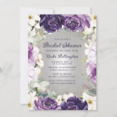 Invitation Romantique violet blanc Parties scintillant floral (Devant)