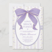 Invitation Romantique Violet Bow Loveshack Fiance Fête des ma (Devant)