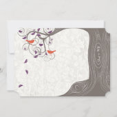Invitation Romantique violet et corail rustique arbre lovebir (Dos)