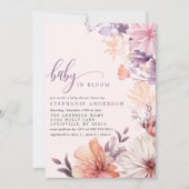 Invitation Romantique Violet Fleur sauvage rose Bébé En Fleur (Devant)