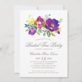Invitation Romantique Violet Floral Douche nuptial (Devant)