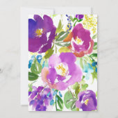 Invitation Romantique Violet Floral Douche nuptial (Dos)