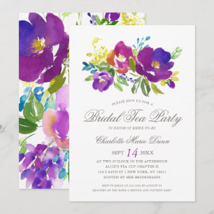 Invitation Romantique Violet Floral Douche nuptial