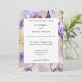 Invitation Romantique violet Iris Mariage Floral (Debout devant)