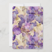 Invitation Romantique violet or Iris Fête des mariées florale (Dos)