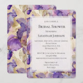 Invitation Romantique violet or Iris Fête des mariées florale (Devant / Derrière)