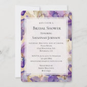 Invitation Romantique violet or Iris Fête des mariées florale (Devant)