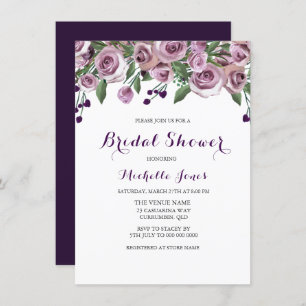 Invitation Romantique violet Rose nuptiale de douche Invitati