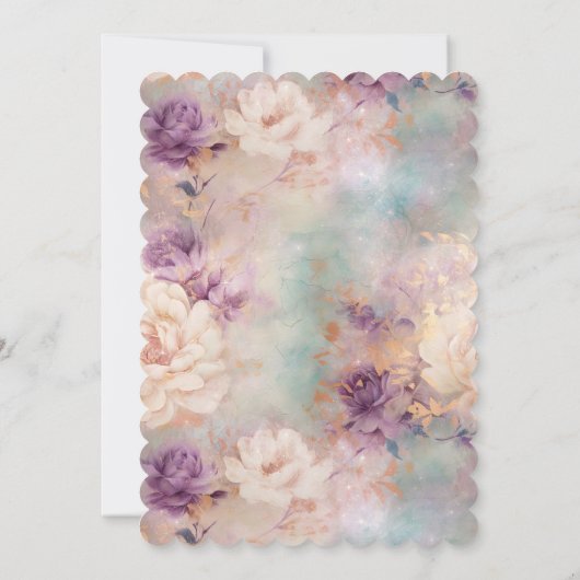 Invitation Romantique violet Turquoise Blush Floral (Dos)
