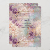 Invitation Romantique violet Turquoise Blush Floral (Devant / Derrière)