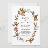 Invitation Romantique Winter Holly et Mariage botanique Berri (Devant)