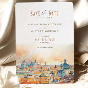 Invitation Rome Italie Aquarelles romantiques Save the Date
