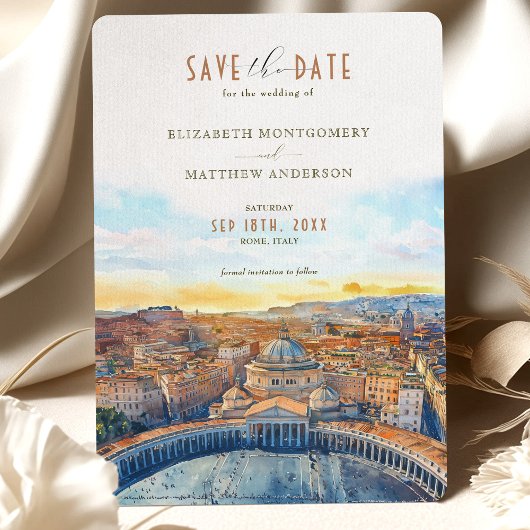 Invitation Rome Italie Sauvez la date Basilique Saint-Pierre