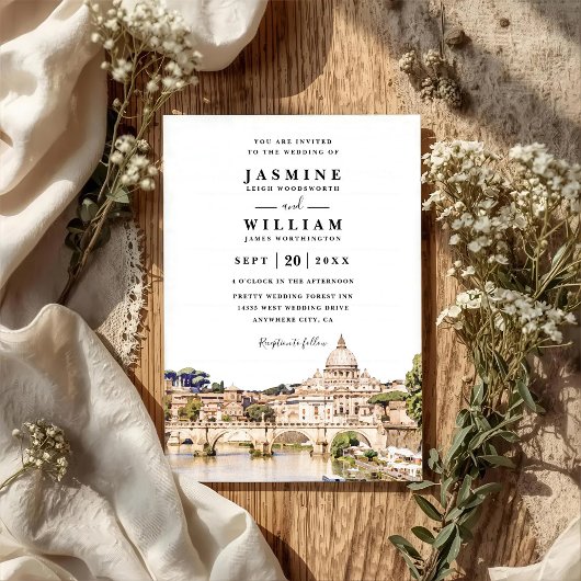 Invitation ROME Italie Skyline Destination Code QR Mariage