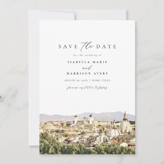 Invitation ROME Italie Skyline Destination Enregistrer la dat (Devant)