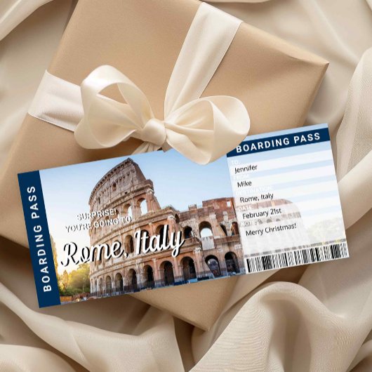 Invitation Rome Italy Trip Surprise Boarding Pass Card