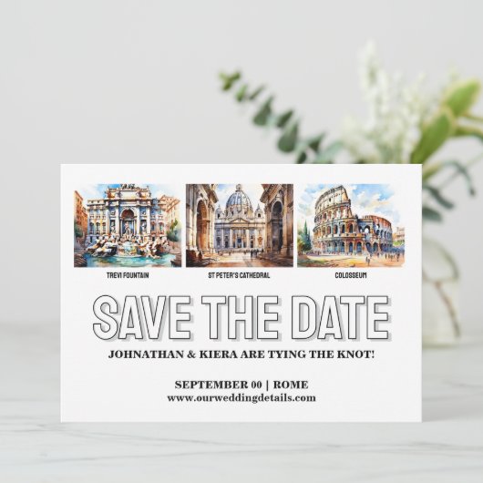 Invitation Rome photo enregistrer la date mariage destination (Debout devant)