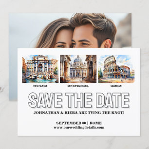 Invitation Rome photo enregistrer la date mariage destination