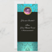 Invitation ROMÉO ET JULIETTE Aqua Rose Bleu, Vert Damassé Flo (Dos)