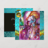 Invitation ROMÉO ET JULIETTE Bleu Aqua, Damassé Floral Sarcel (Devant / Derrière)